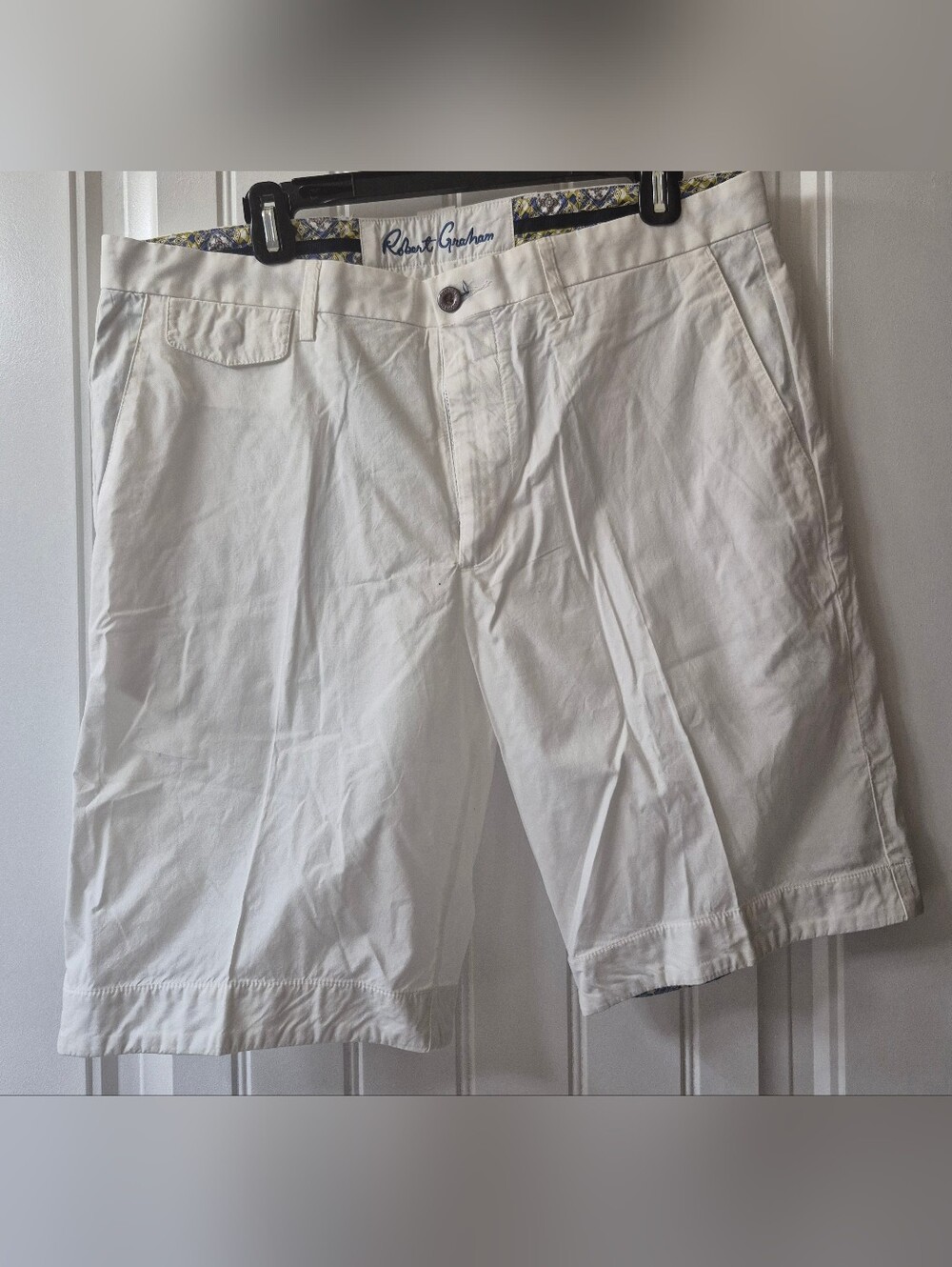 Mens White Robert Graham Cotton Shorts Size 36 New Without Tags